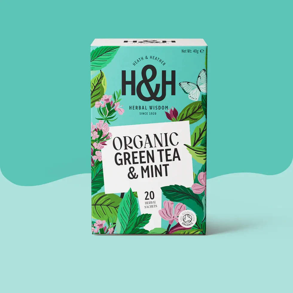 H&H Organic Green Tea With Morrocon Mint x 6
