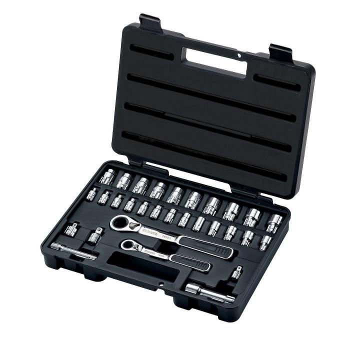 Sata 30PC 1/4” & 3/8” DR. 6PT. PASS THRU® RATCHET SOCKE