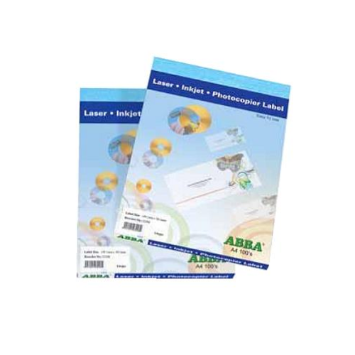 ABBA LASER INKJET LABEL STICKER PAPER A4 50 sheets , 100 sheets 8 LABELS 99.1mm x 68mm AB23294