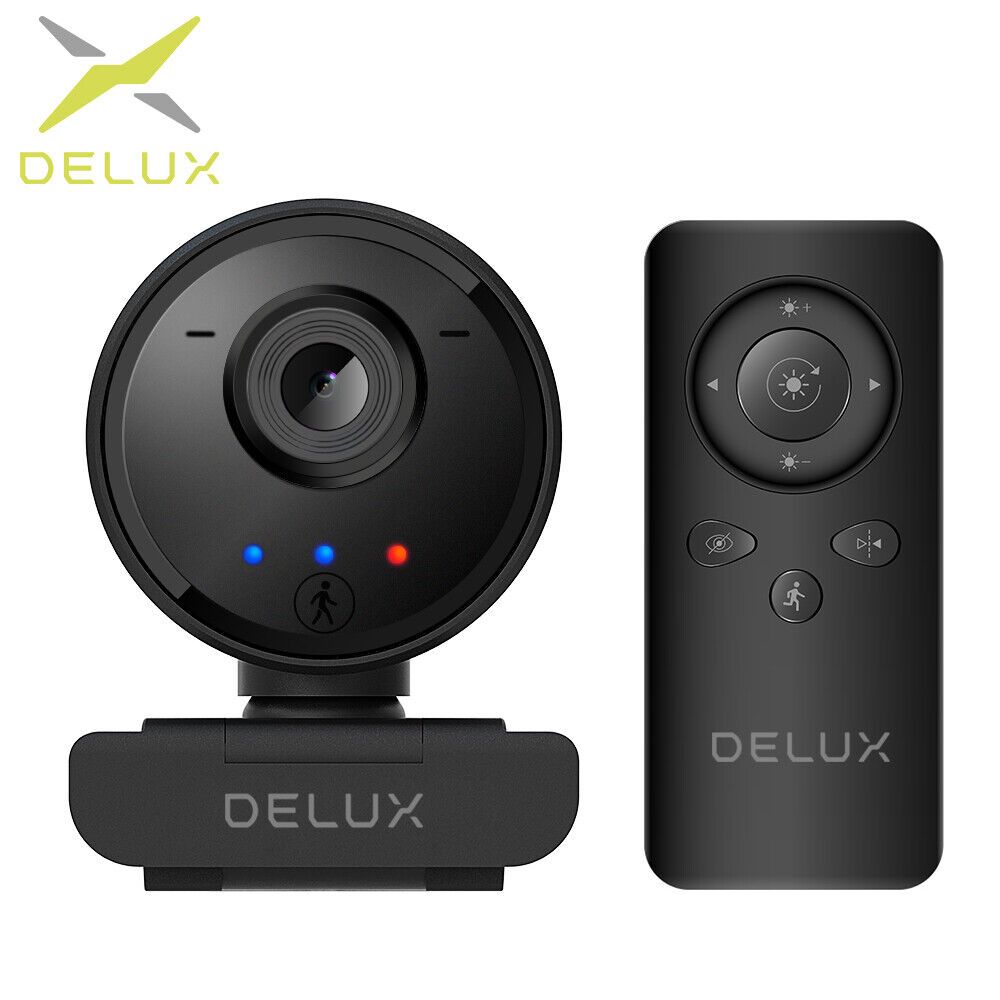 DELUX AI Webcam Humanoid Auto Tracking AutoFocus HD 1080P With Remote Control For PC Laptop Video USB Webcam With Mic