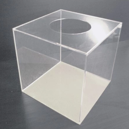ACRYLIC BOX WITH 6 INCH ROUND HOLE - 12"(W) x 12"(D) x 12"(H)