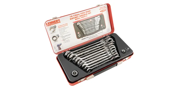 10-19mm FLEX HEAD RATCHET SPANNERSET 13PC