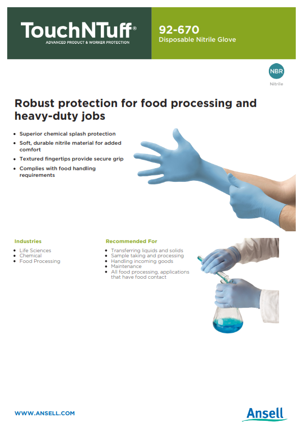 Ansell TouchNTuff Blue Nitrile Gloves