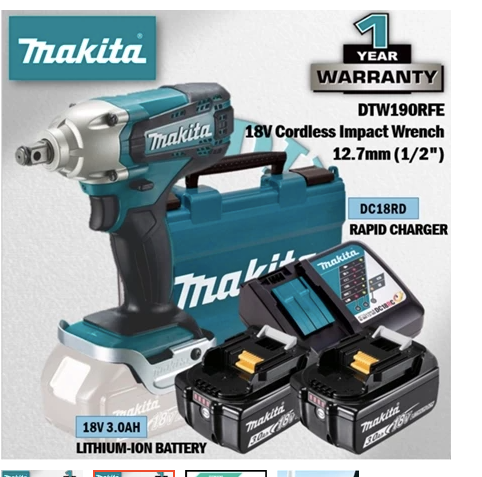 MAKITA 18V DTW190RFX2 CORDLESS IMPACT WRENCH 1/2"