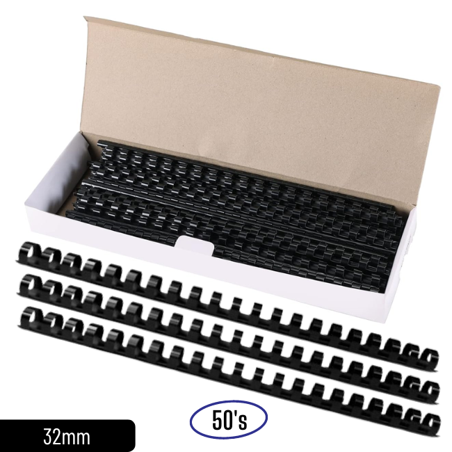 QP Comb Binder 21 Ring 32MM Black (50 PCS / BOX)