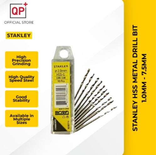 STANLEY HSS METAL DRILL BIT 1.0MM - 7.5MM HIGH SPEED STEEL DRILL BITS (10PC/BOX) l GERUDI l 钻头-1.0MM X 10PC