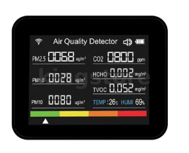 13-in-1 Tuya WIFI Intelligent Air Quality Monitor Indoor CO2 Detector with 2000mAh Battery