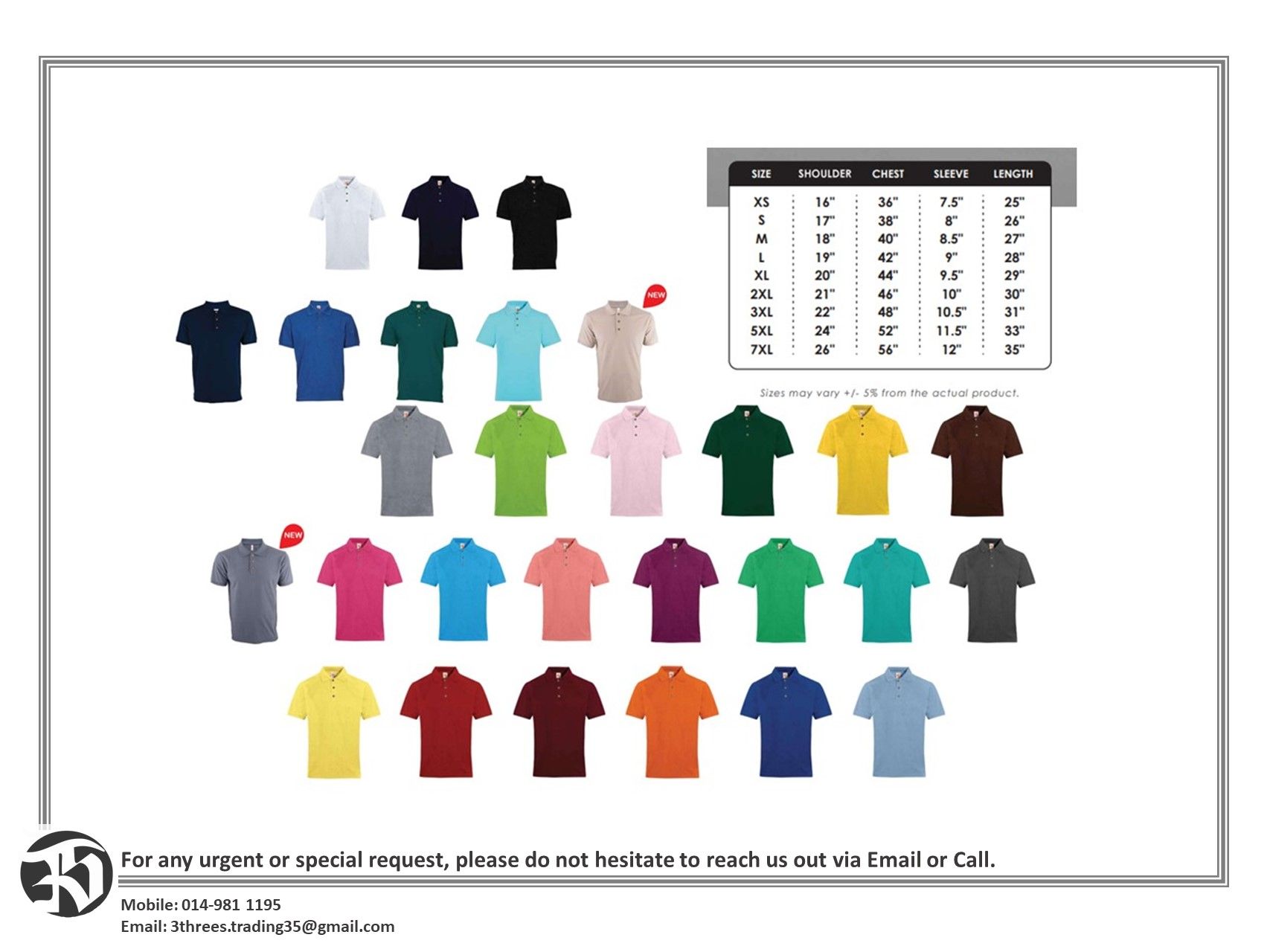 Customised POLO T SS/LS-Cotton+Collar+Logo