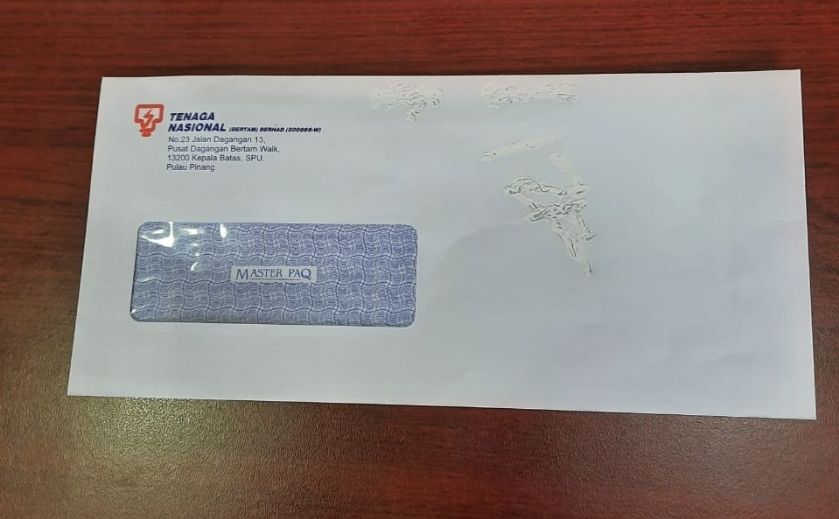 Sampul Putih Berserta Alamat Dan Logo TNB Berukuran A4