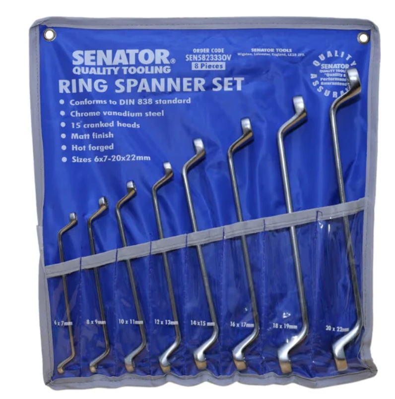 CHROME VANADIUM RING SPANNER SET6-22mm (8PC)