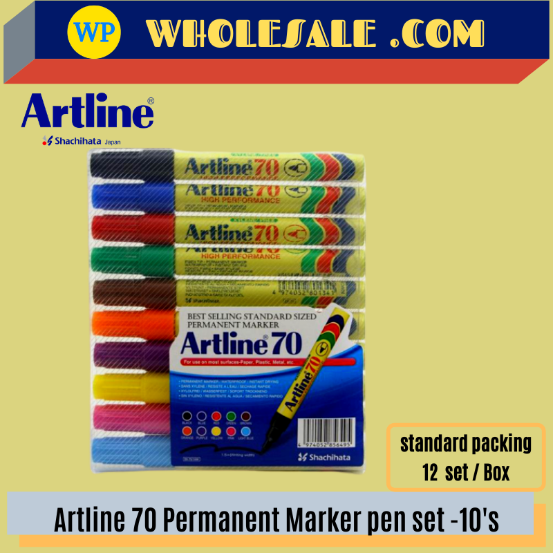 ARTLINE 70 / MARKER PEN / PERMANENT MARKER / 10'S / 10 IN 1 / SET / ARTLINE MARKER / 1.5MM / MARKER / MARKER PEN / ALL COLOUR / EK-70