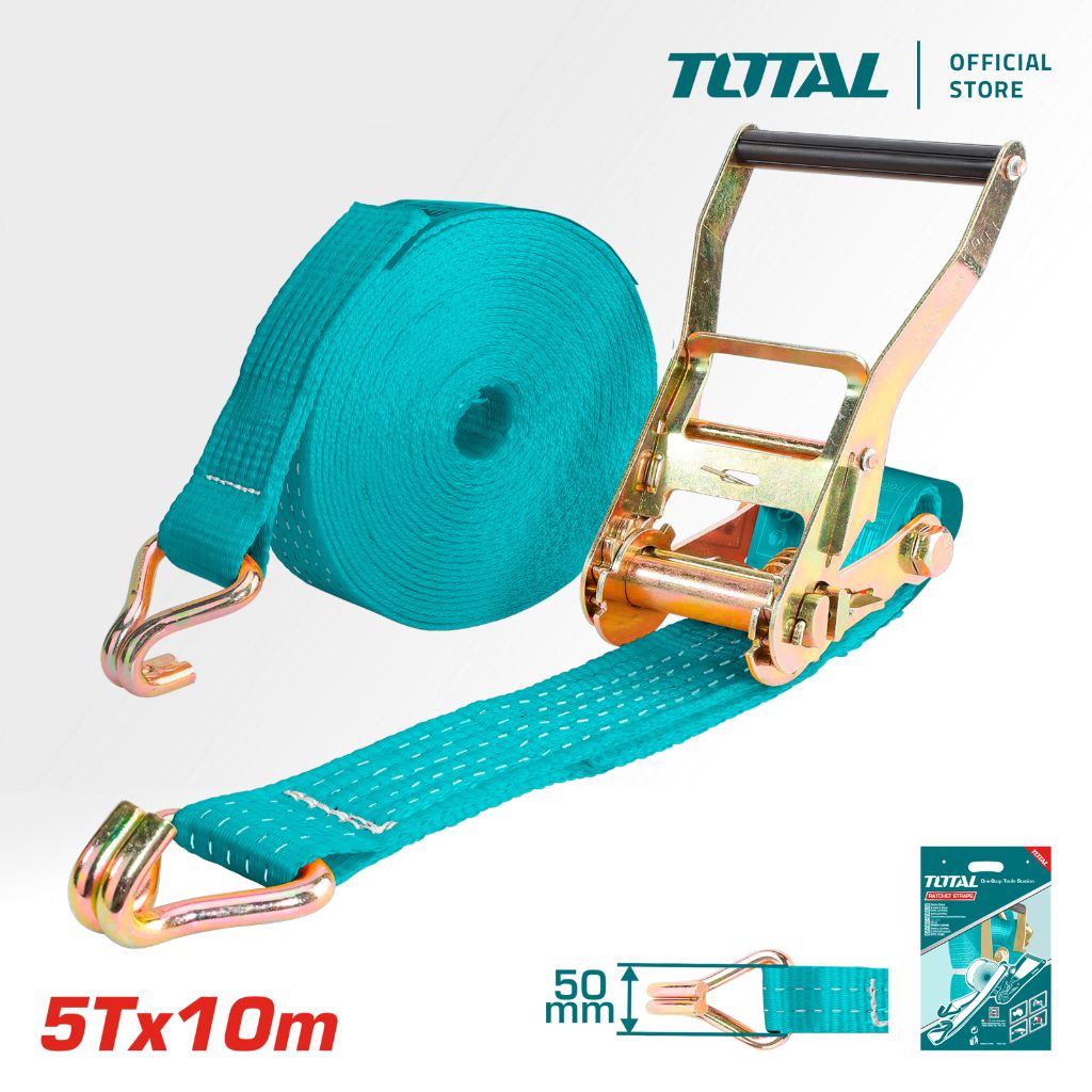 TOTAL RATCHET STRAP SAFETY FACTOR 2:1 DOUBLE J HOOKS + EQUIPMENT/CARGO (5 TON/10M X 50MM) THTRS5101