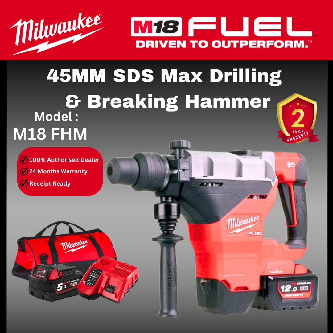 Milwaukee M18 45mm SDS Rotary Hammer / M18 FHM / Milwaukee Demolition hammer / Breaking Hammer Drill / Milwaukee Rotary Hammer / MILWAUKEE DRILL