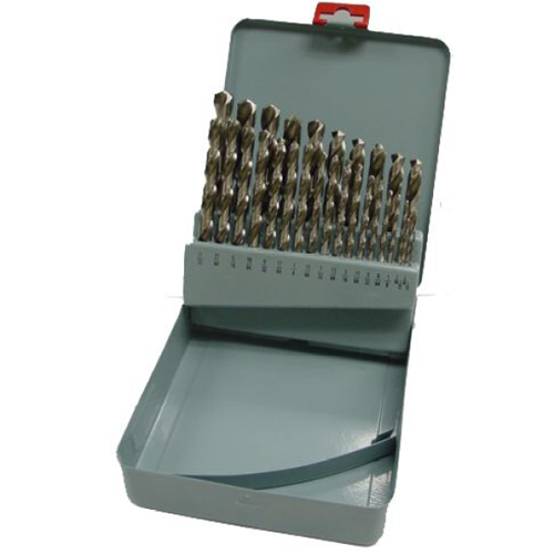 PROJOBBER Cobalt Steel Drill Set, 135掳 Split Point, Ground, Amber Finish, Fractional Size (S21C) 21-PC