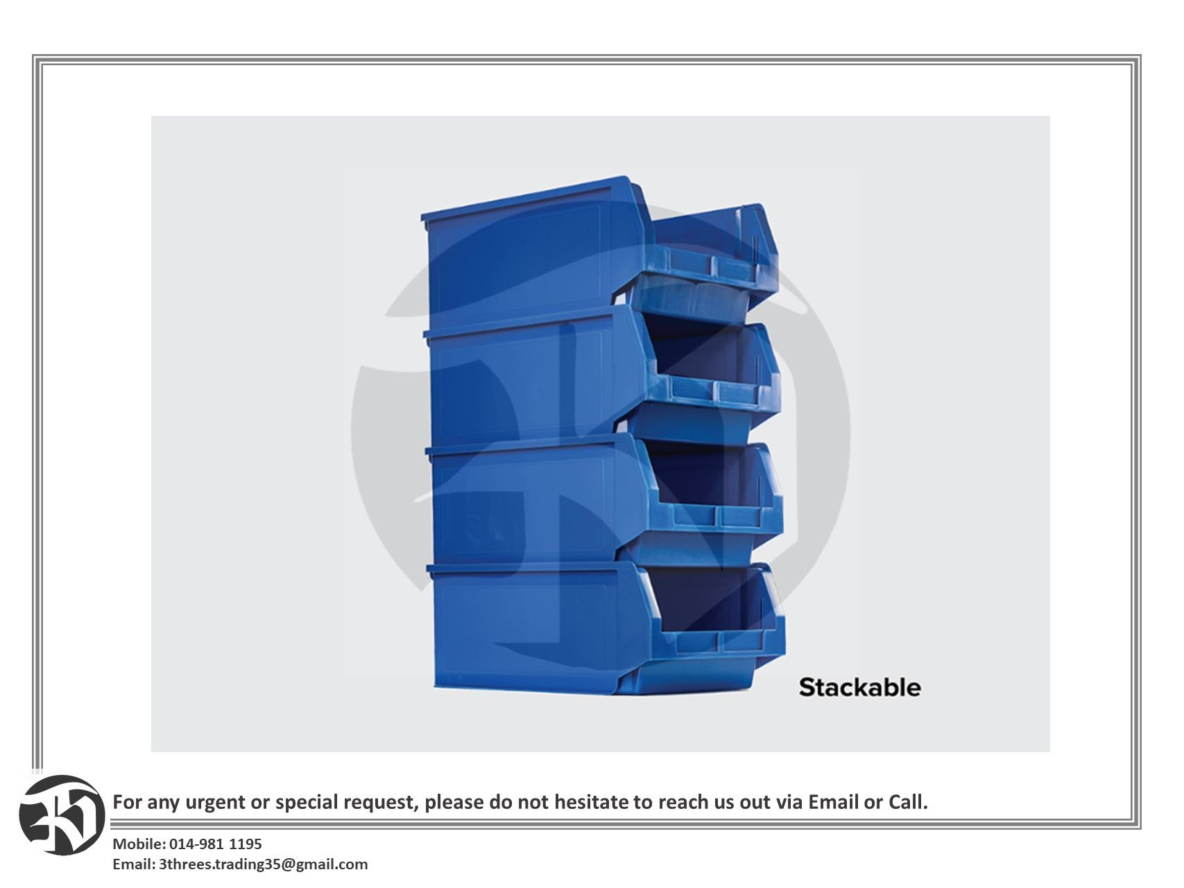 MS9003 Stackable Storage Bins / Drawer - 492(L)x312(W)x190(H) mm (5pcs/pack)