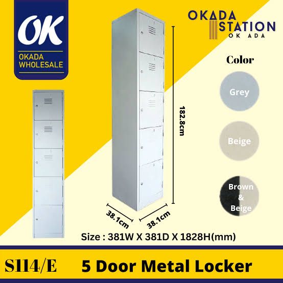 OKADA COMPARTMENT STEEL LOCKER OKADA S114/E 5 Layer Metal Locker/ Compartment Steel Locker / Compartment Cabinet / Metal Locker / Almari Besi / Steel Locker Hostel / Single Locker / Metal Cabinet
