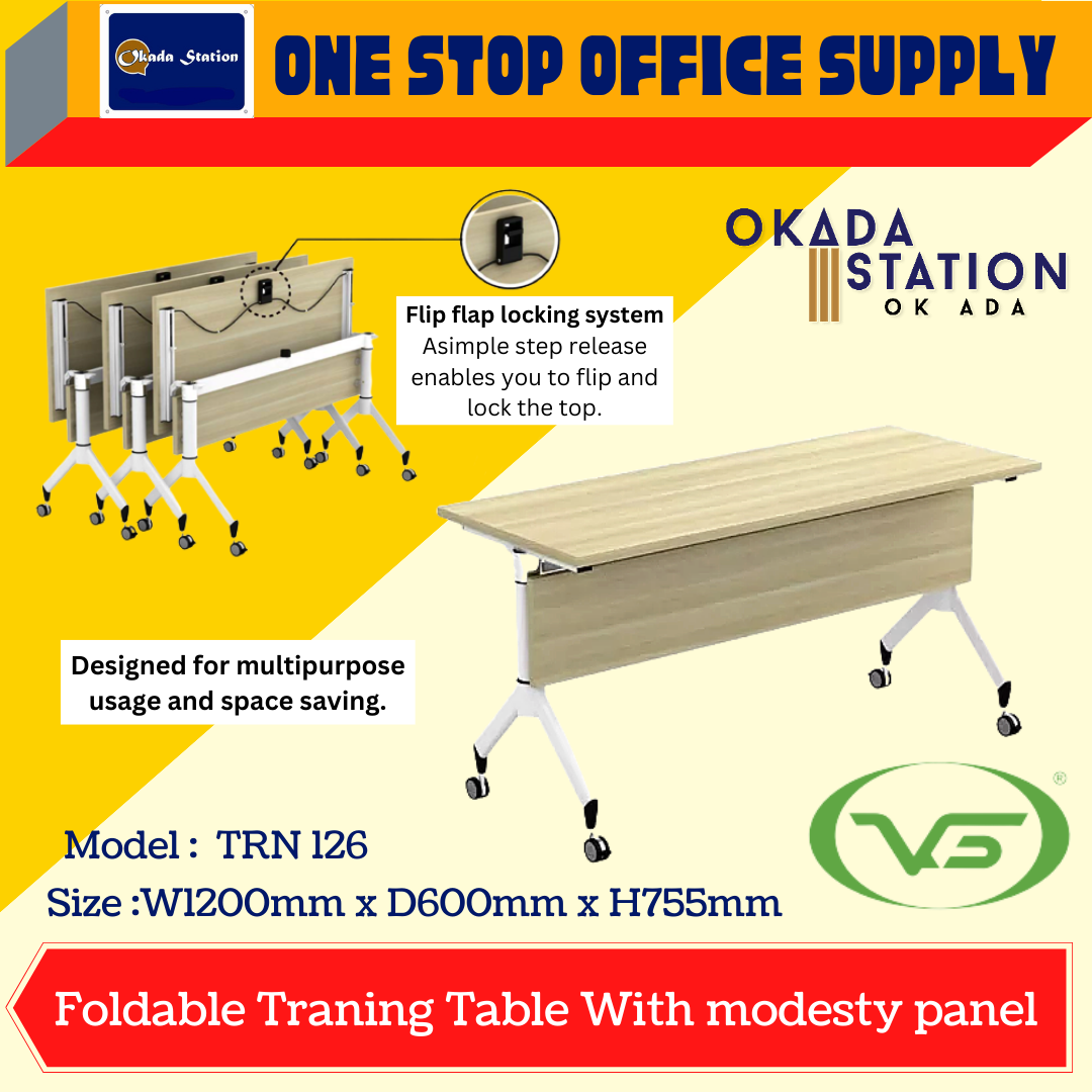 VS TRAINING TABLE / STUDY TABLE / SIZE 4' / 1200MM / FOLDED TABLE / TRN 126 / OFFICE TABLE / MEJA PEJABAT / MEJA TRAINING / MEETING TABLE