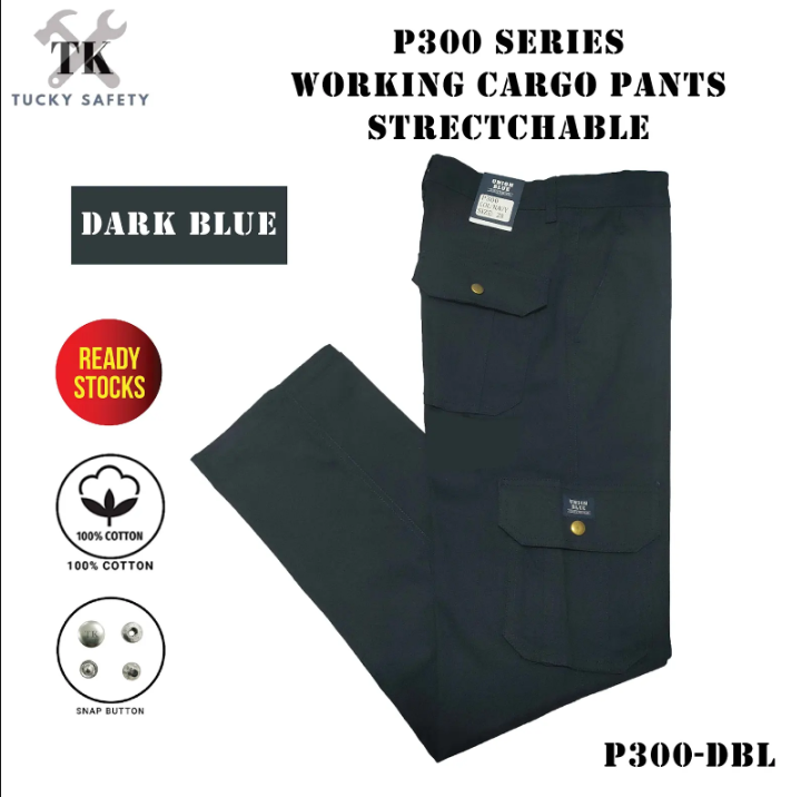 NK-8500 - NK WORKING LONG PANTS WITH 2 REFLECTOR TC DRILL/ STRAIGHT CUT CARGO PANTS / SELUAR PANJANG KERJA 2 LINE PANTULAN (DL)NK-8500-BK-38