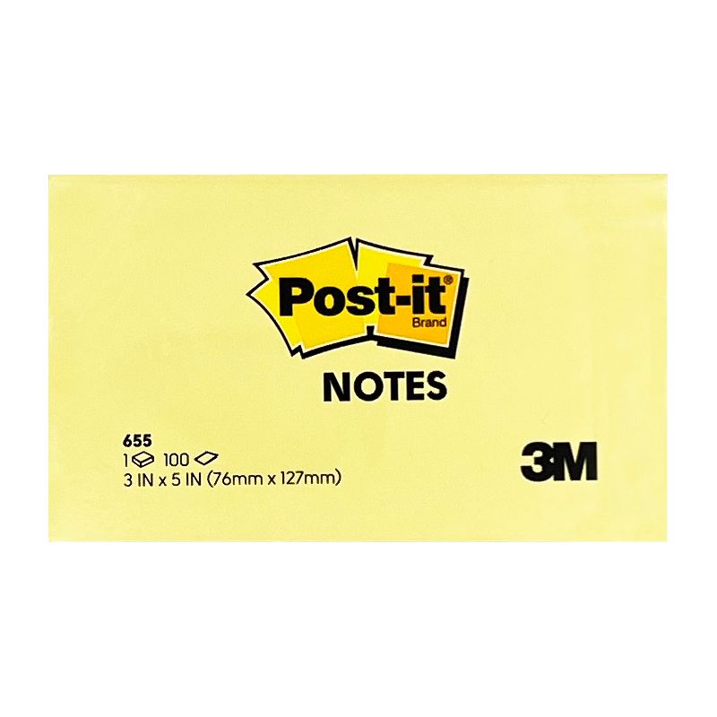 3M POST IT NOTE 655 3 X 5 INCH YELLOW  3M655YE