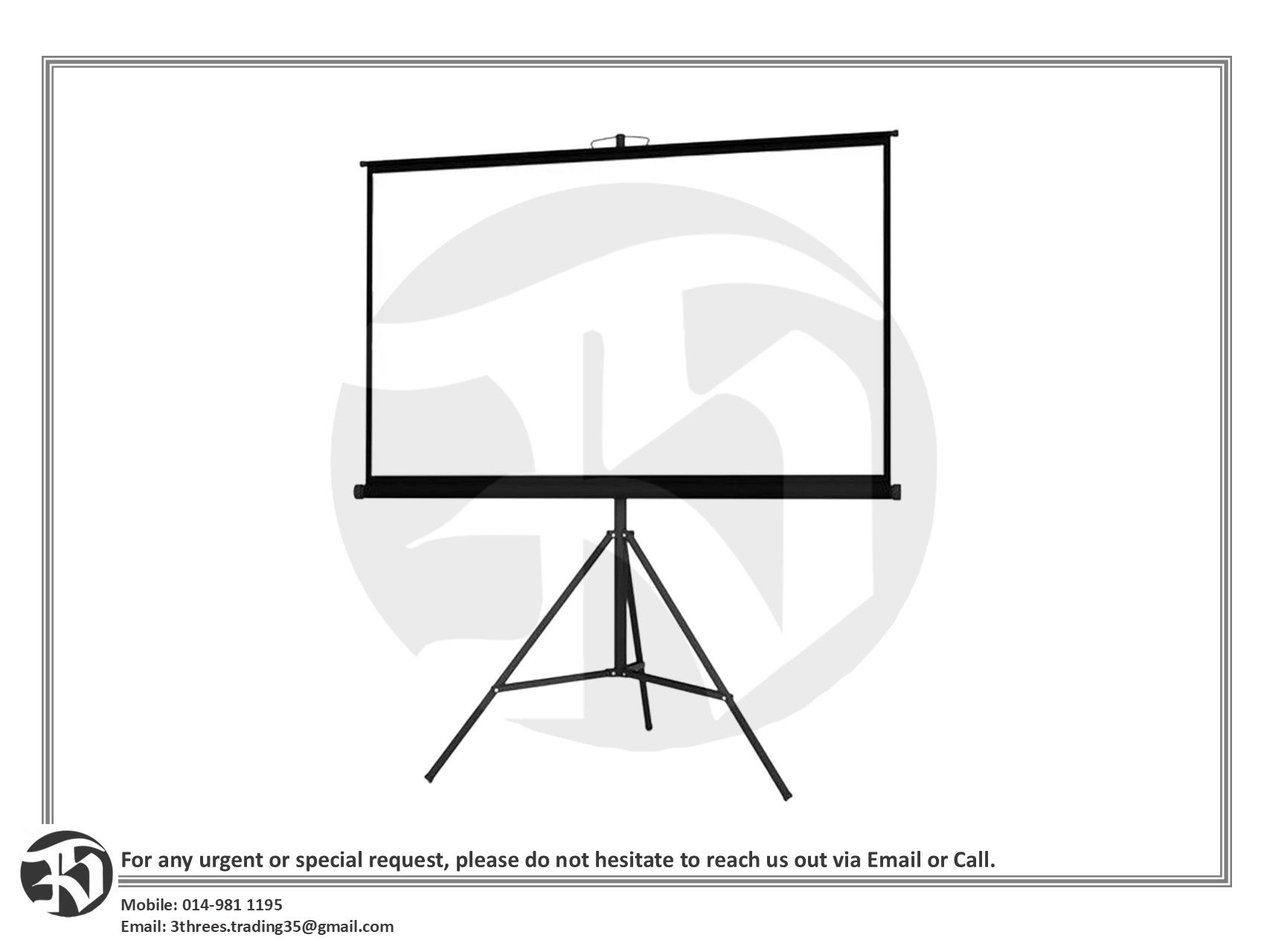 Tripod Projector Screen 5ft x 5ft/60" x 60"