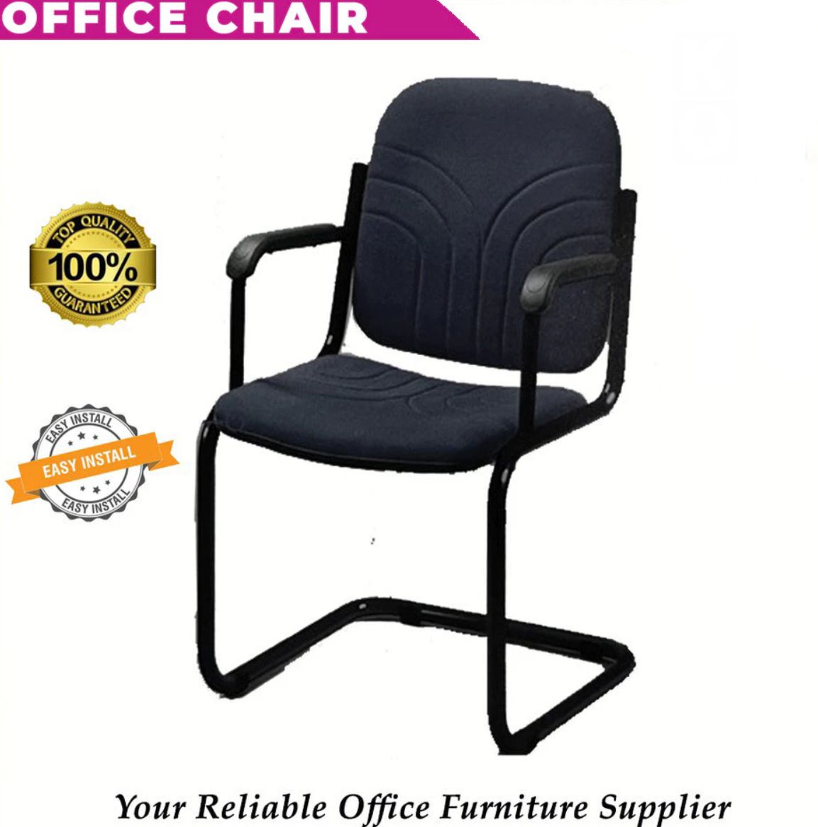 3V Office Chair with Handle & Fabric Cushion / Visitor Chair / Kerusi Pejabat