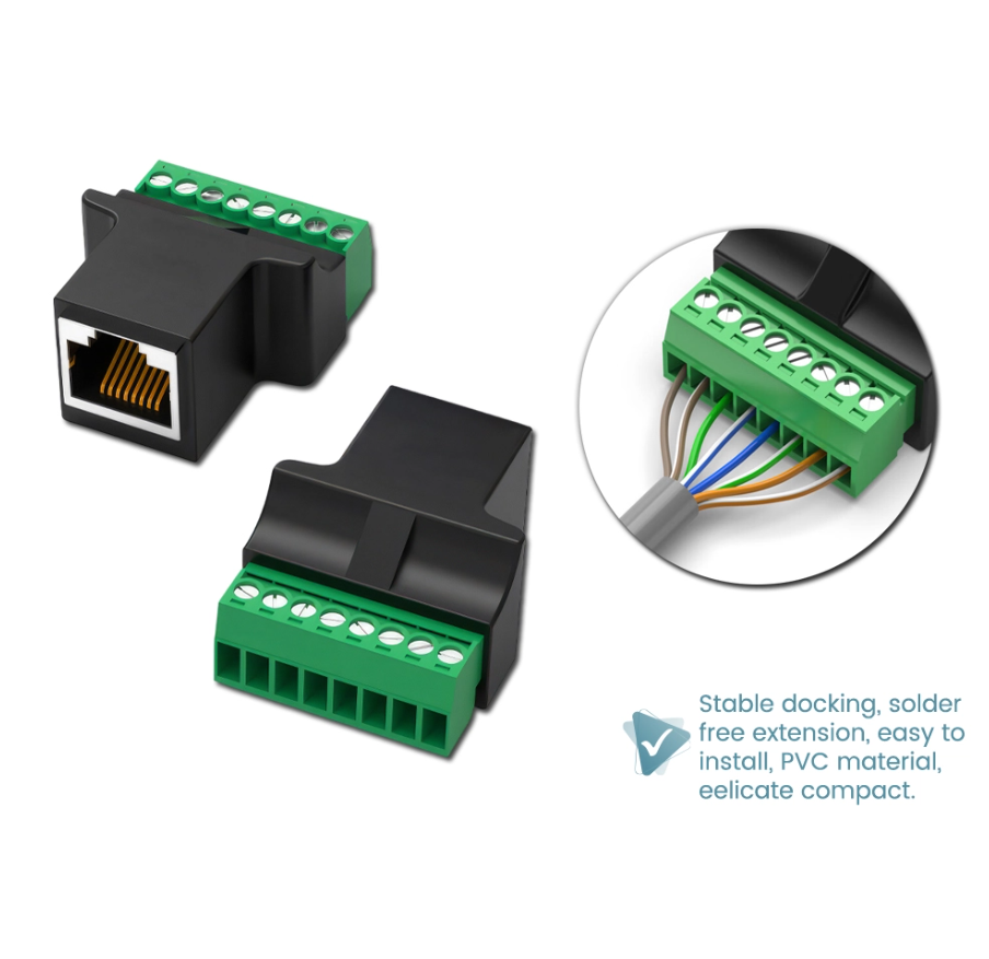 RJ45 TO 8 PIN TERMINAL NETWORK CABLE SOLDER-FREE EXTENSION CONNECTOR