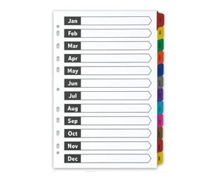 Index Dividers - Jan - Dec