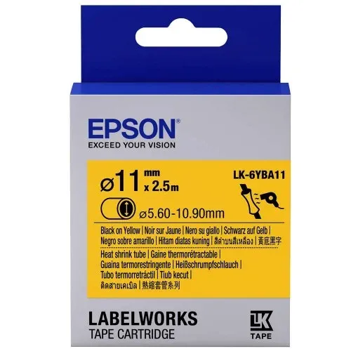 Epson Black on Yellow, Heat Shrink, DIA(Item No:EPS LK-6YBA11)