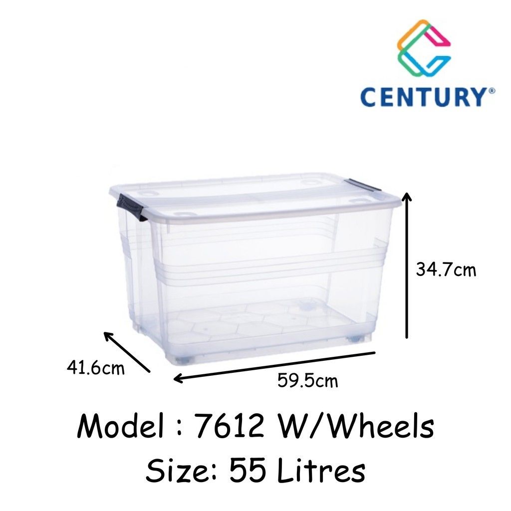 CENTURY *CENTURY Transparent Storage Box With Wheel 55 Litres - 7612