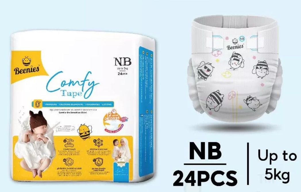 Beenies Comfy Tape CONVENIENCE Pack Lampin Bayi Jenis Tape Pek Kemudahan / Baby Diapers Tape NB-XL 1 Single Pack NB24 Tape 1Pack New SL-11135-11139-NEW-PCK-KK