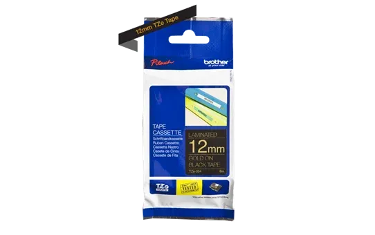 Brother TZe-334 Gold on Black (12mm) Tapes