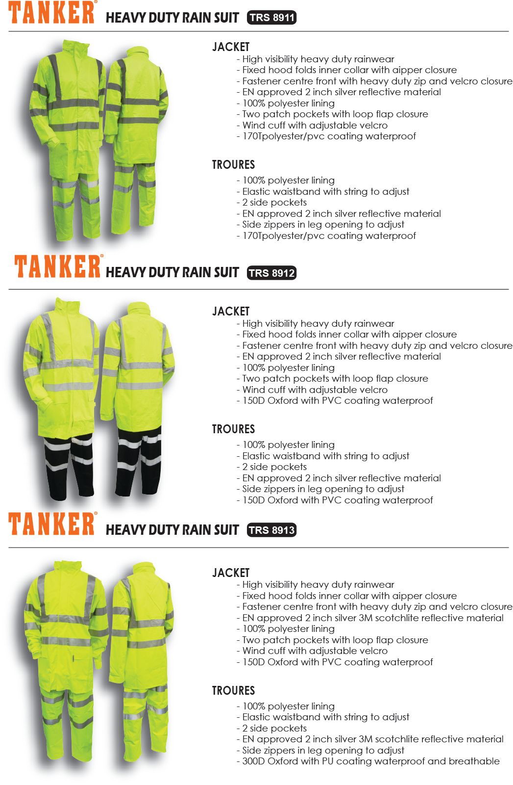 TANKER HEAVY DUTY RAIN SUIT - TRS 8911