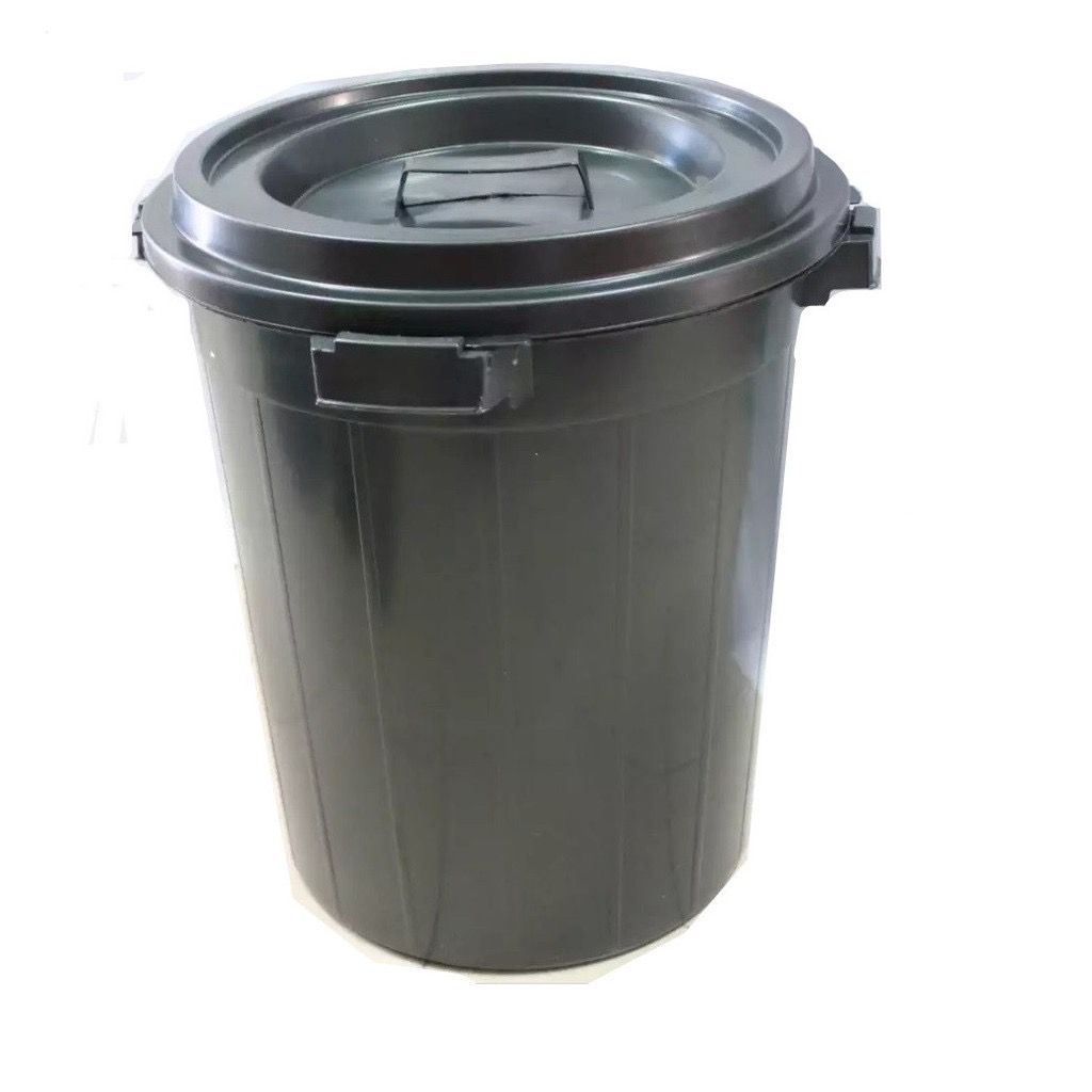 DUSTBIN 12 gelen with cover- Black /Dustbin /Dustbin With Cover /Trash Bin /Waste Bin /Tong Sampah Besar /Black