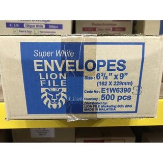 LION FILE ENVELOPES WHITE 6.375X9 500PCS/BOX