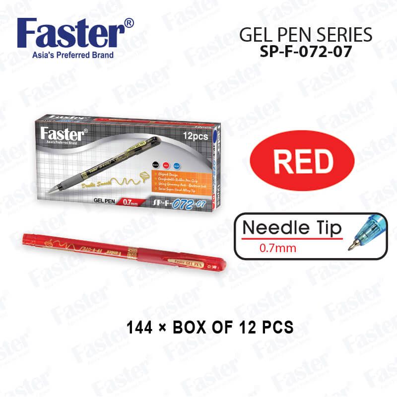 FASTER SP-F-072-07 0.7MM GEL PEN RED (12PCS/BOX)