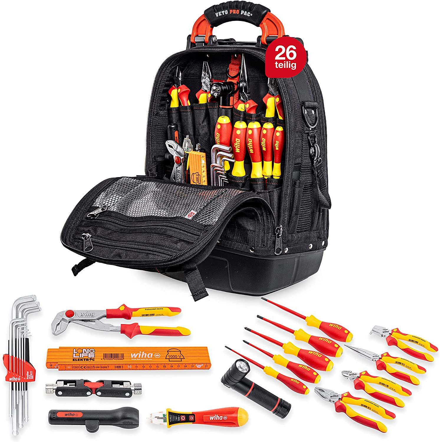 Wiha *Wiha Tools 45153 26 Piece Electrician's Tool Kit VDE Approved Socket Set with Bag