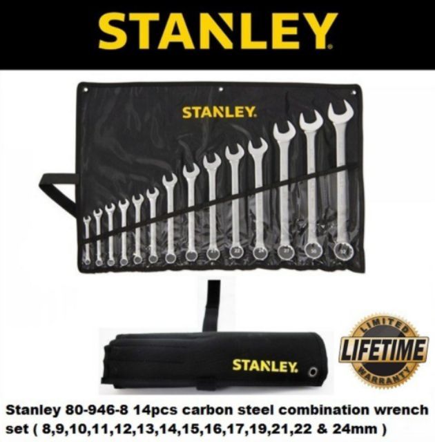 Stanley carbon steel 8-24 mm Combination Wrench Spanner Set (14 pcs) 80946-8 Spanar 80-946