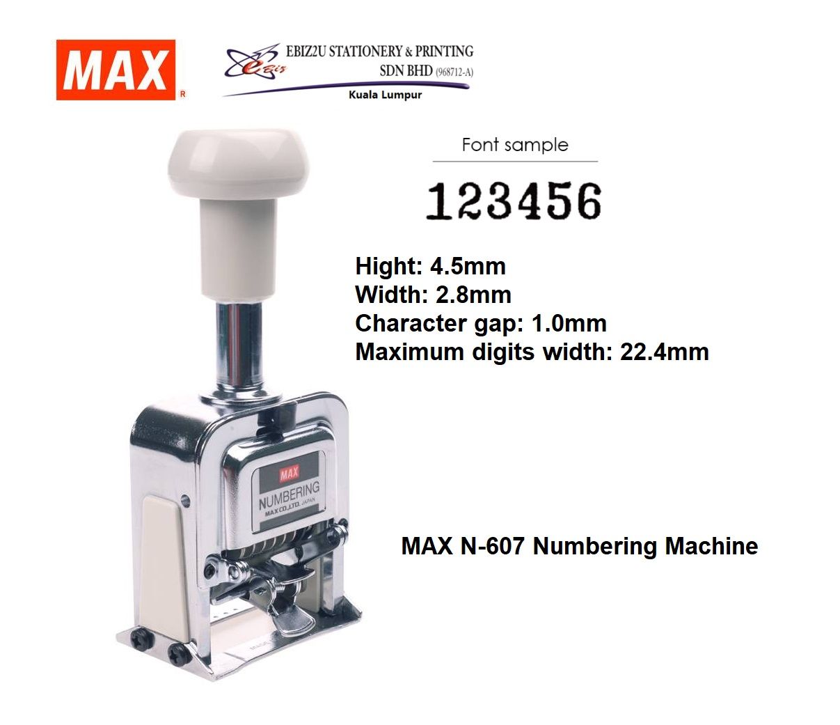 MAX N-607 Numbering Machine 6 Digits
