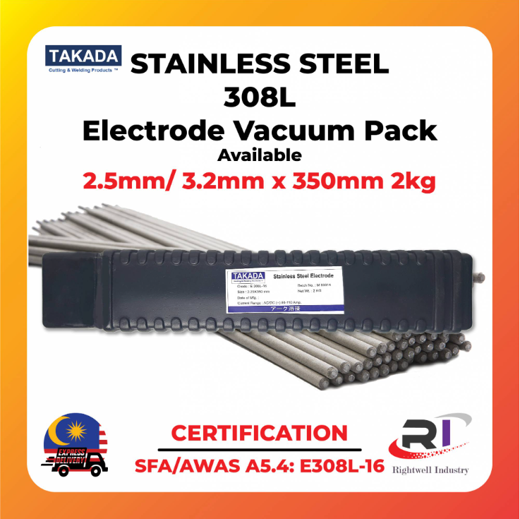 RIGHTWELL TAKADA STAINLESS STEEL 308L WELDING ELECTRODE ARC/MMA/SMAW (2KG)