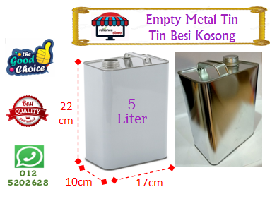 Metal Tin Container / Tin Besi Kosong # 5 Liter ( KTT : 1 Unit )