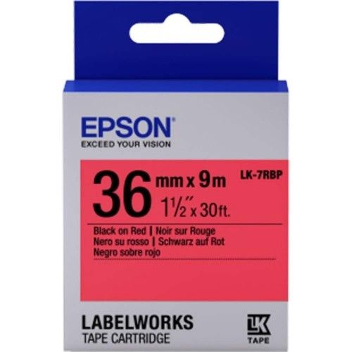 Epson LK-7RBP LabelWorks Tape - 36mm Black on Red Tape (Item no: EPS LK-7RBP)