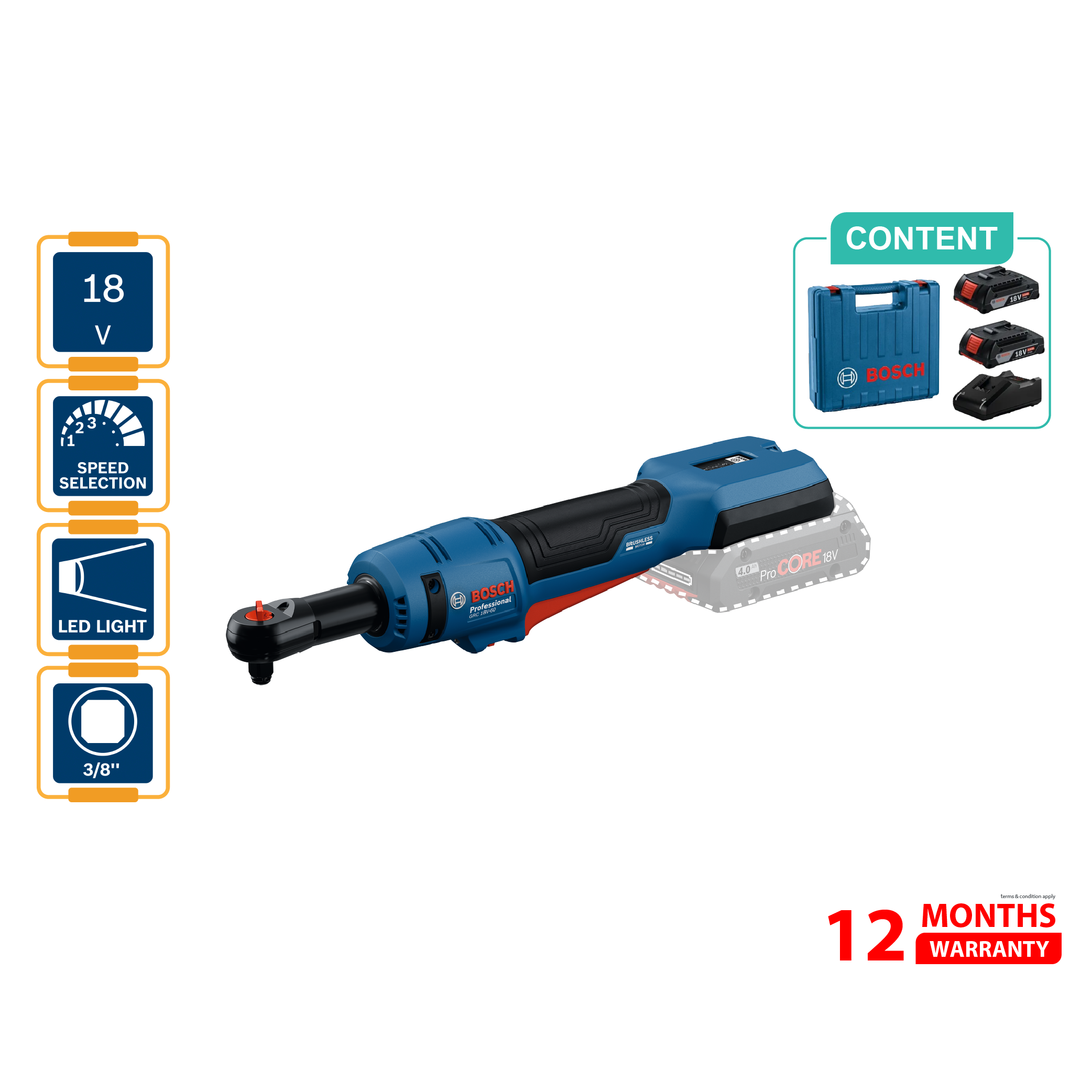 BOSCH GRC 18V-60 Cordless Ratchet Wrench