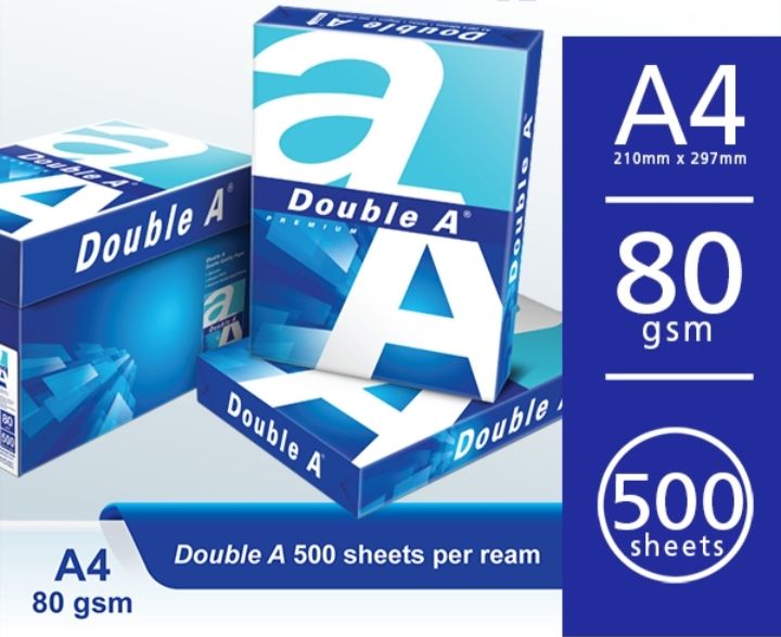 double A A4 Paper 500’s (80gsm) Ocha Double A A4 Paper 500’s (80gsm) Free delivery charge