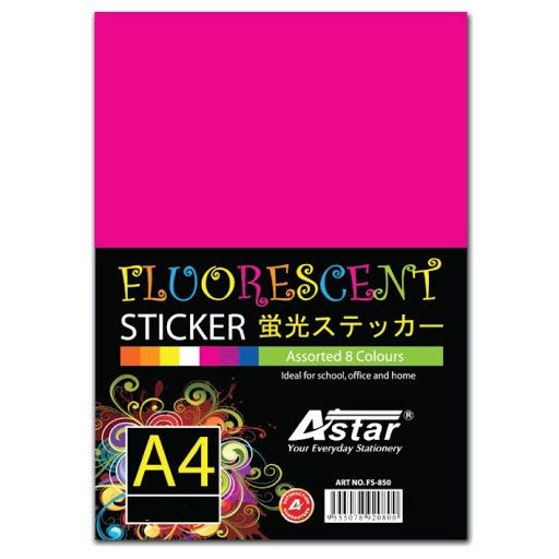 Astar Fluorescent Sticker Pink 50 pieces