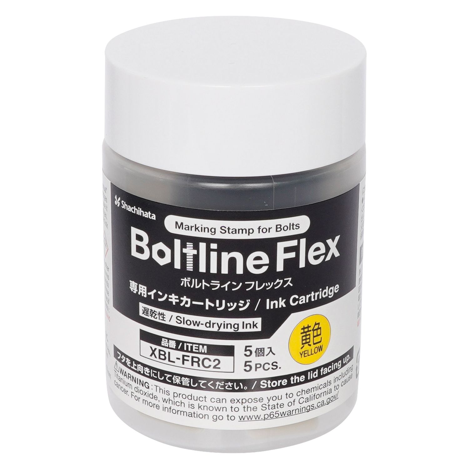 [PRE-ORDER] BOLTLINE FLEX Stamp Slow Dry Ink Catridge 5pcs - 6 Inks Colours Yellow
