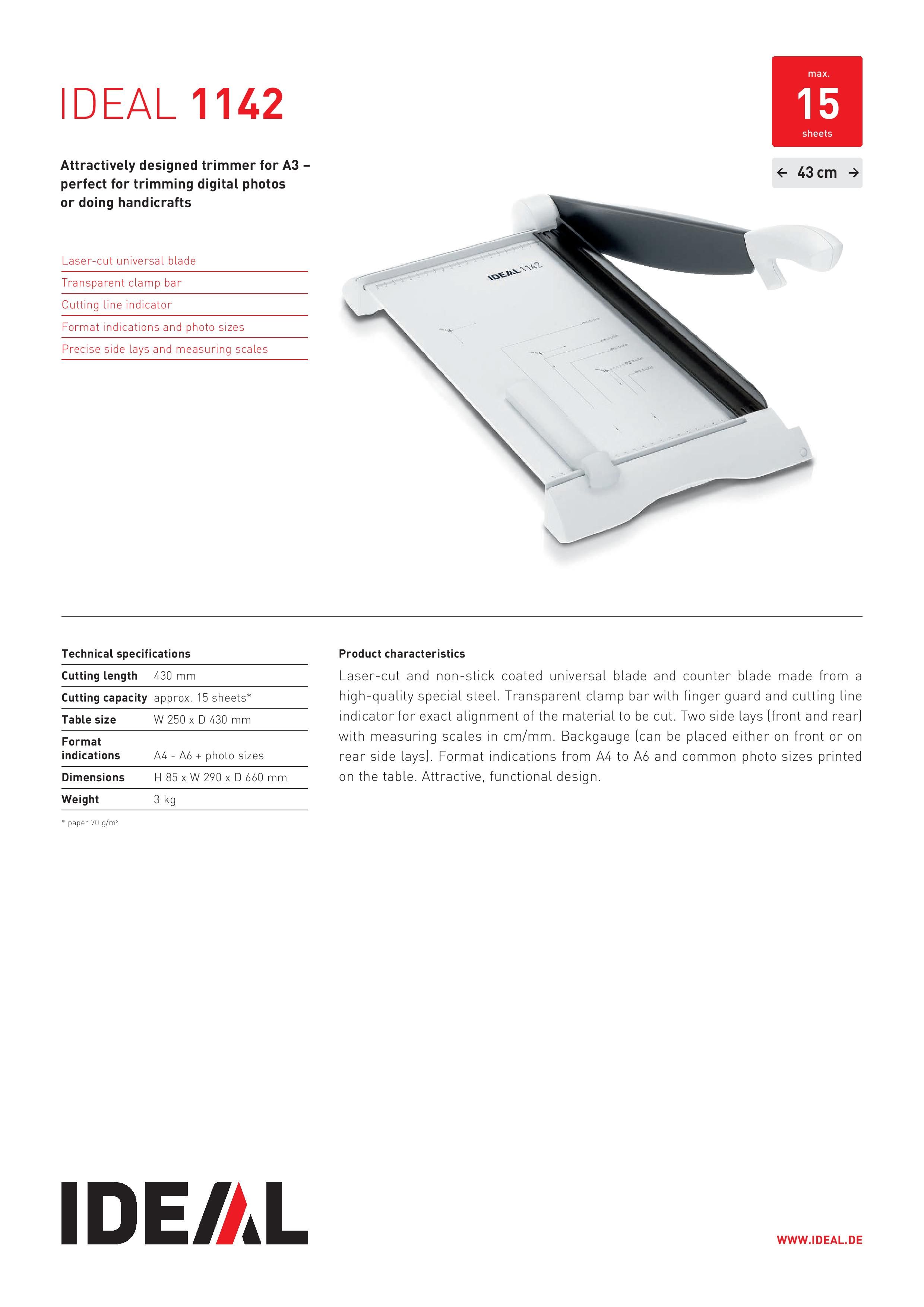 IDEAL 1142 A3 Size Guillotine Trimmer (Made In Germany)