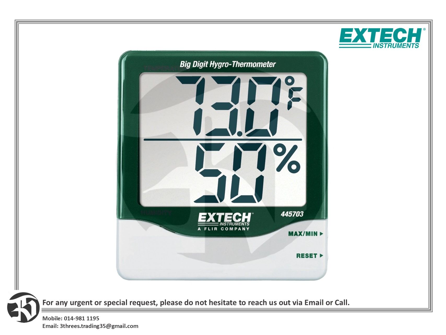 Extech Big Digit Hygro-Thermometer 445703