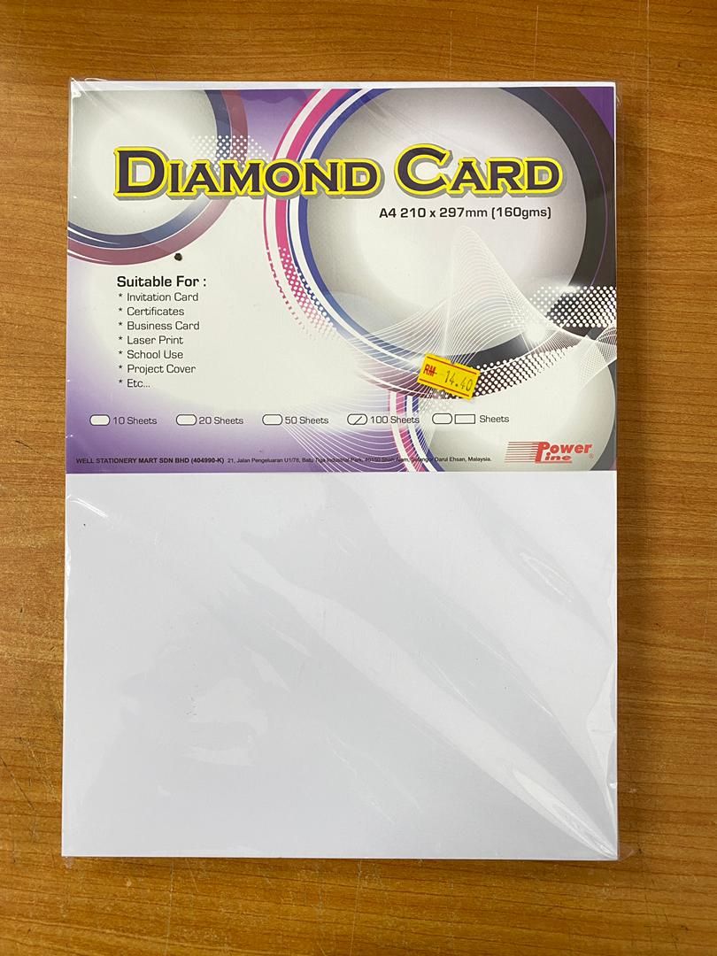POWER LINE DIAMOND CARD A4 WHITE 160GSM 100sheets/pac