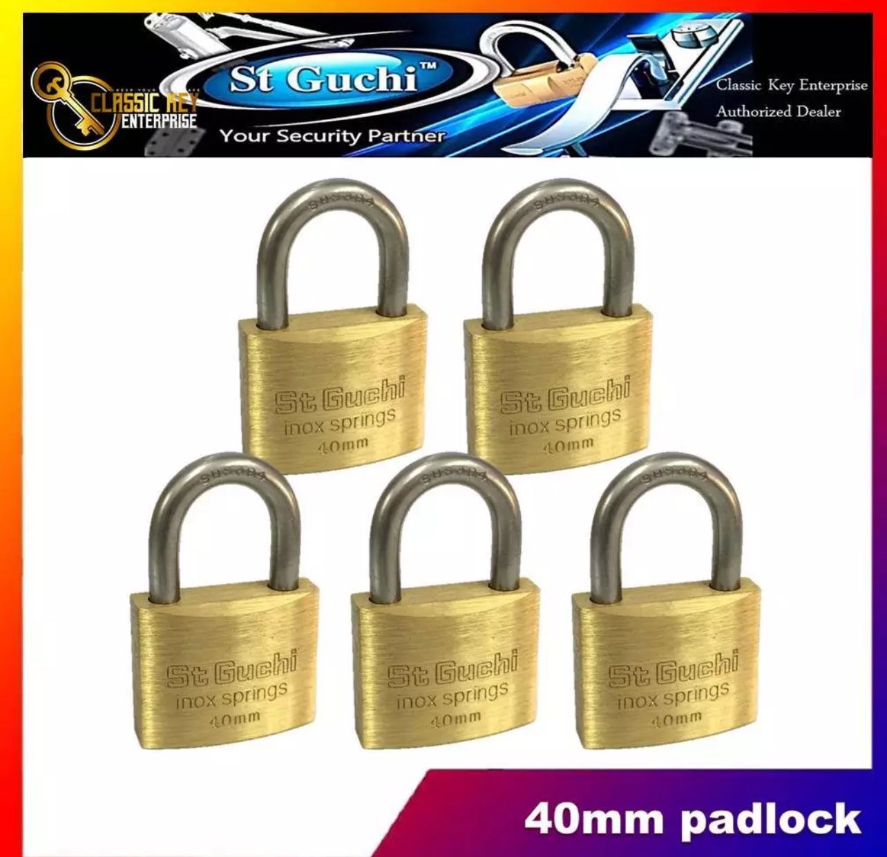 St Guchi padlock SGPL-81 Brass 5pcs pad lock 40mm Security SUS 304 Stainless Steel Shackle