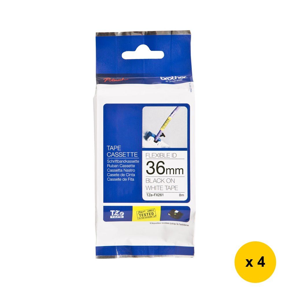 Brother TZe-FX261 Black on White (36mm) Flexible Identification Tapes